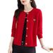 Round neck knitted cardigan women's short sweater jacket for spring autumn 2024 new loose and slimming style outerwear_voghion.com