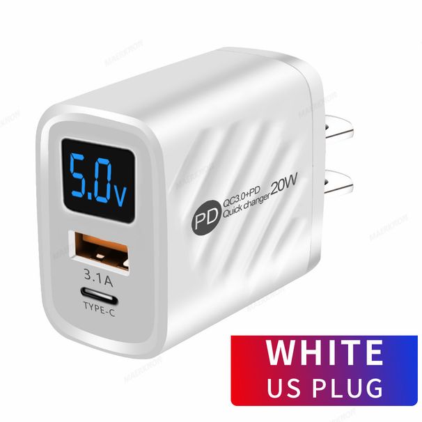 PD 20W USB C charger digital display fast charging iPhone 14 13 12 Xiaomi Poco wall phone charger adapter fast_voghion.com