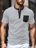 Unbeatable Quality Men's Clothing Inventory Summer New Product Machine Washable Patch Bag, Open Placket, Color Blocked Polyester Waffle_voghion.com