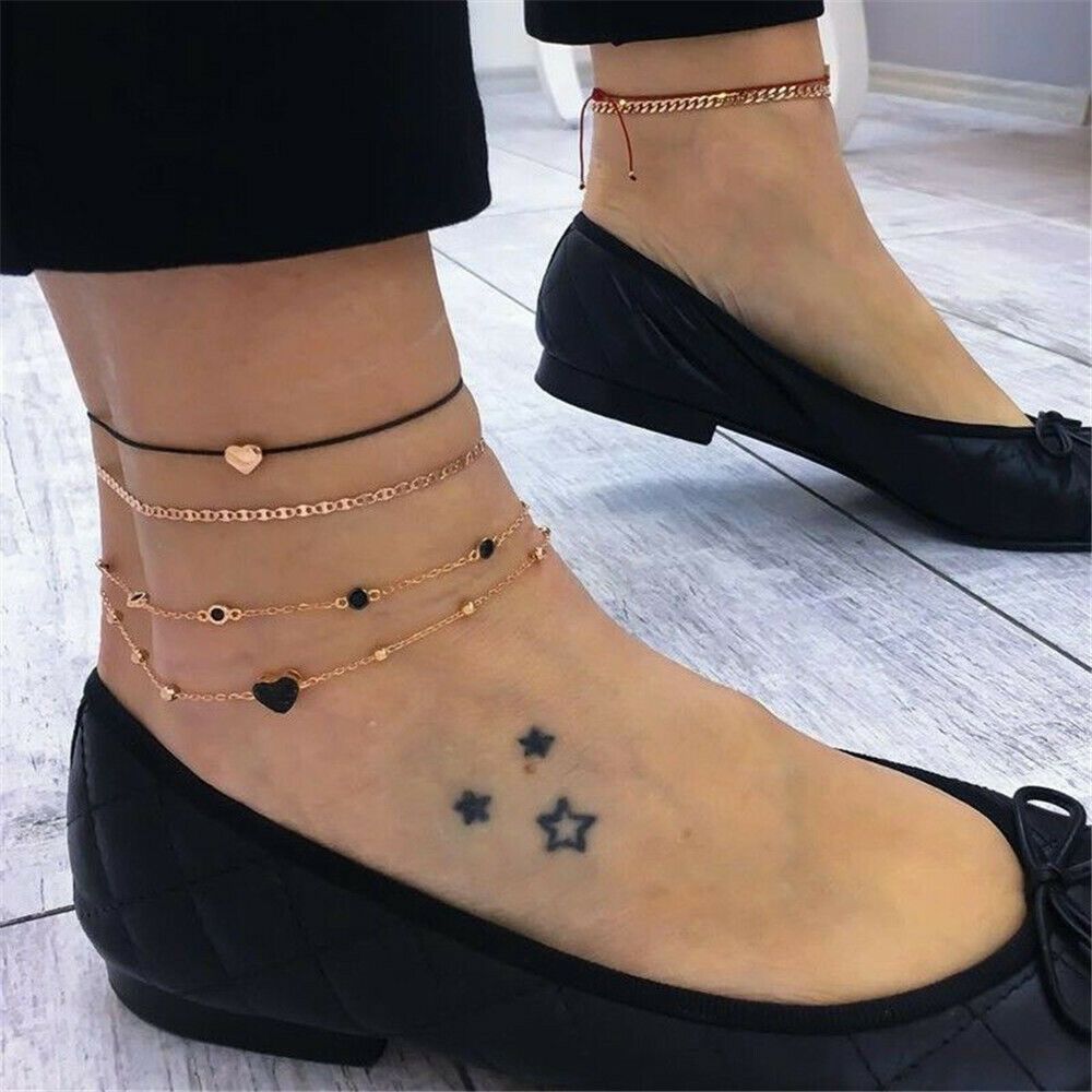 Handmade Fashionable Personality New Women's Heart Multi-layer Anklet Set Decoration_voghion.com