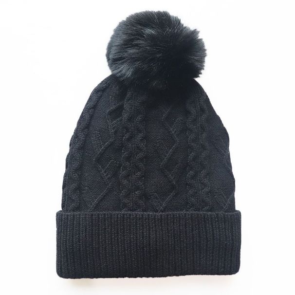 Nuovo stile jacquard con palla, foderato in pile, cappello caldo lavorato a maglia per autunno e inverno, cappello per il freddo_voghion.com