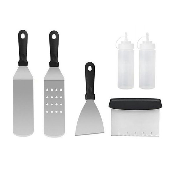 Set di utensili da cucina in acciaio inossidabile per barbecue, set di utensili da cucina, pala da cucina, set da barbecue combinato, set da barbecue per campeggio all'aperto_voghion.com