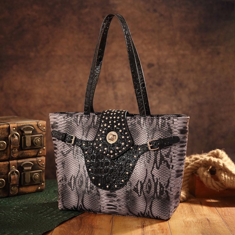 Borsa da donna con tracolla e motivo a serpente, borsa portadocumenti_voghion.com