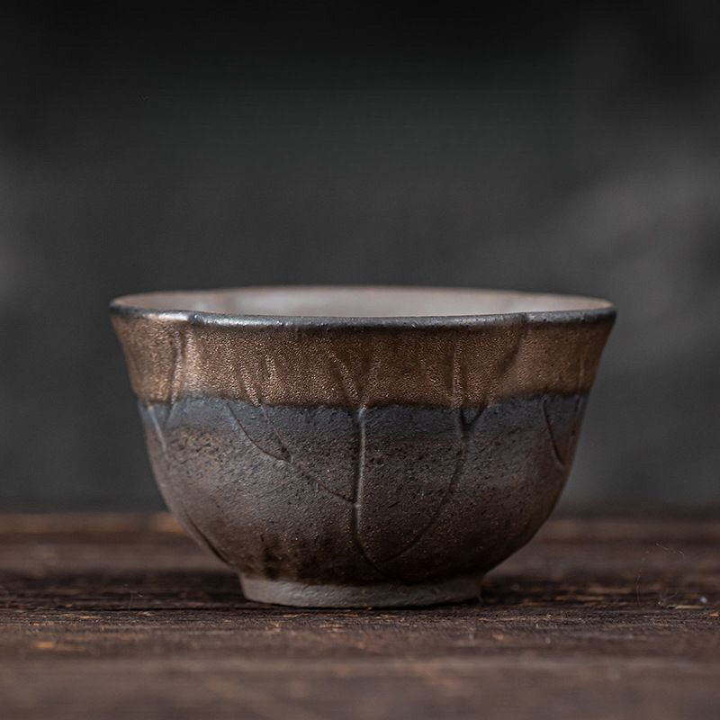 Bodhi Handheld Small Size Gaiwan Japanese Style Gold-Plated Iron Glaze Coarse Pottery Single Teapot Kung Fu Pot Tea_voghion.com