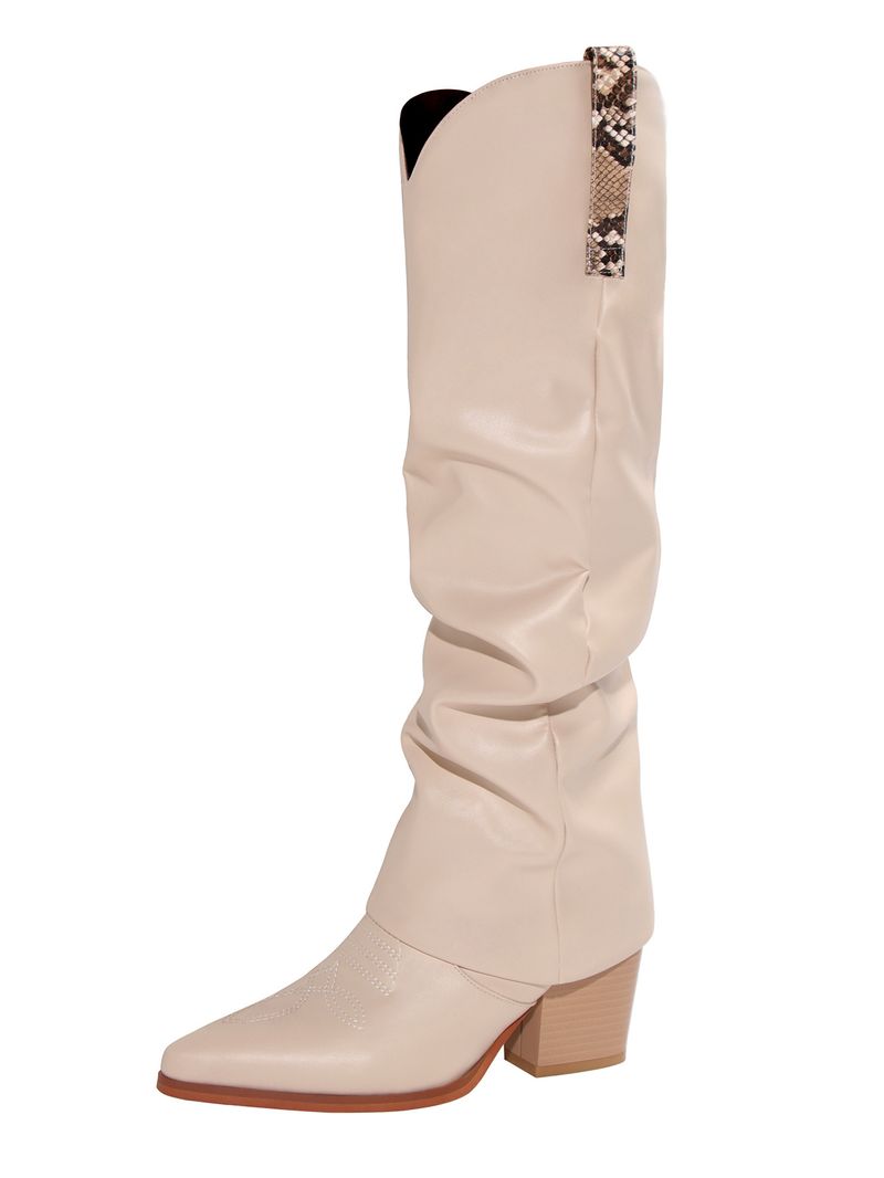 Sexy dames dikke hak broek been laarzen puntig over de top plus size dames laarzen_voghion.com