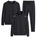 "3-teiliges Casual Sportswear-Set für Herren - Langarm-T-Shirt, Sweatshirt & Jogginghose (Schwarz, Blau, Grau) - Lockere Passform für Streetwear & Lounge"_voghion.com