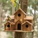 Wooden Hummingbird Solid Wood House Rural Outdoor Hanging Nest Villa Style Gardening Pendant Bird Feeder_voghion.com