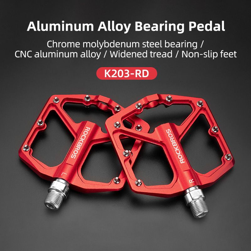 ROCKBROS Bike Pedals Aluminum Alloy Anti-slip Bicycle Pedals Ultralight Sealed Bearing One-piece MTB Road Mountain Cycling Pedal_voghion.com