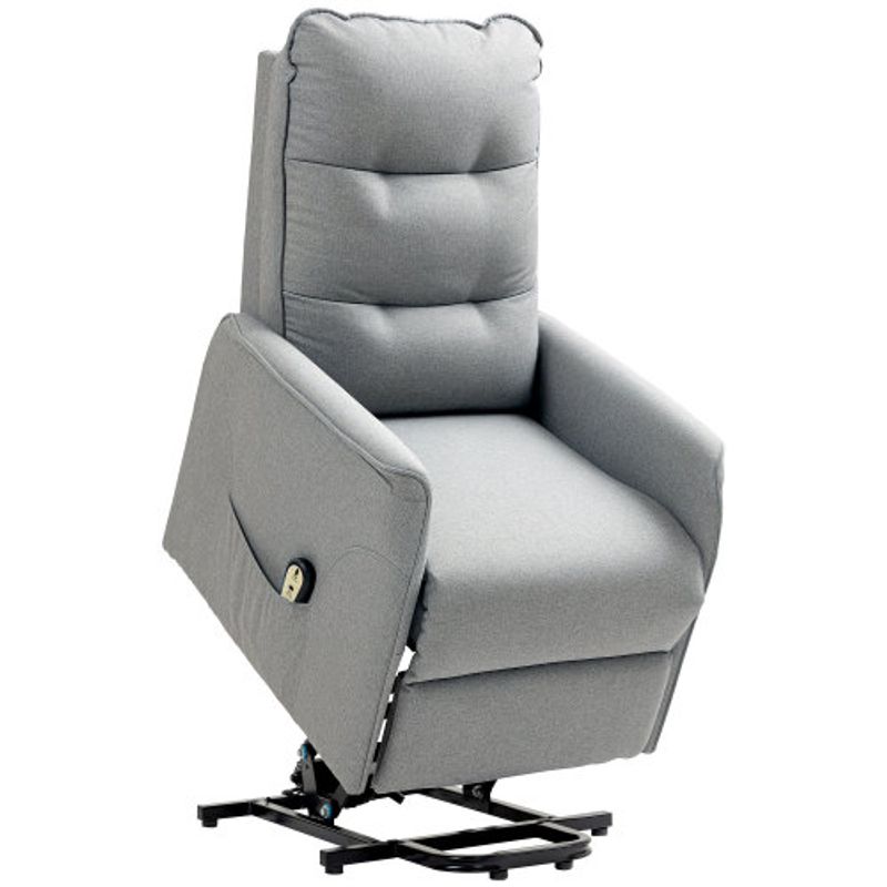 HOMCOM Fernsehsessel Mit Aufstehhilfe Elektrisch, Relaxsessel, TV-Sessel Mit Fernbedienung, Seitentasche, Taschenfeder Und Für Wohnzimmer, Grau_voghion.com