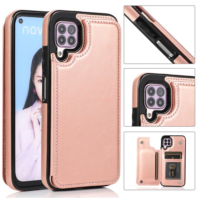 Capa carteira de couro luxuosa com suporte, várias portas-cartões para huawei p40 lite p30 pro mate_voghion.com
