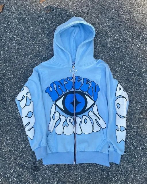 2025 American Style Zipper Hoodie Loose VNSEEN Eye Print Jacke Oberbekleidung Kurzes Kapuzenoberteil_voghion.com