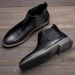 Herrenschuhe Herbst Neue Herren Lederschuhe Slip-On Lederstiefel Distressed British Business Slip-On Schuhe mit niedrigem Absatz Chelsea Boots für Herren_voghion.com