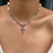 Collier de personnalité créatif et simple, chaîne de clavicule en diamant avec croix incrustée, griffe courte, pour femme_voghion.com