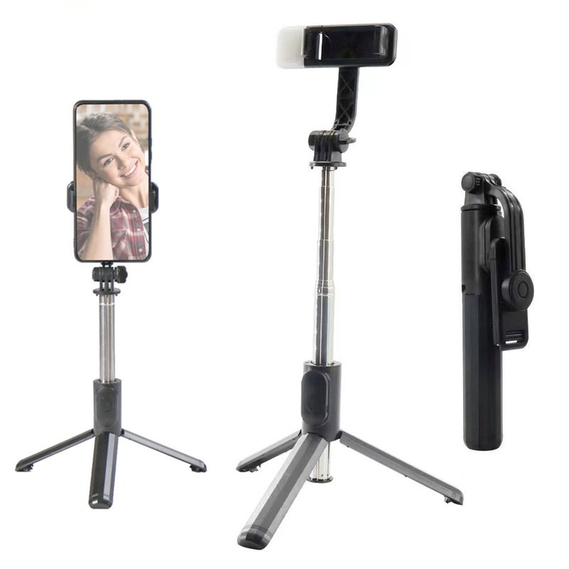 Q07 Bluetooth selfie-pulk multifunktsionaalne otseülekande statiiv valgusega (must)_voghion.com
