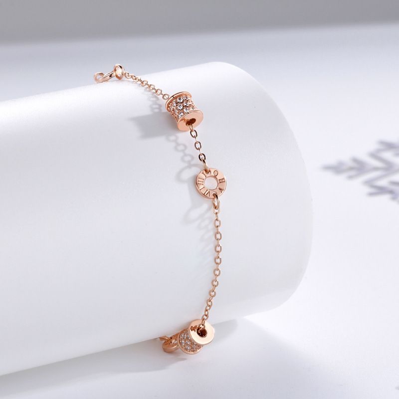 Bracelet de taille à chiffres romains pour femme, en argent sterling S925, simple, or rose, style niche, haut de gamme_voghion.com