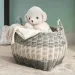 Zita Oval Resin Woven Wicker Multi-Use Storage Basket With Handles - 18' X 15' X 15' - White-Gray - For Towel, Toys, Magazines Storage And Home Deco_voghion.com