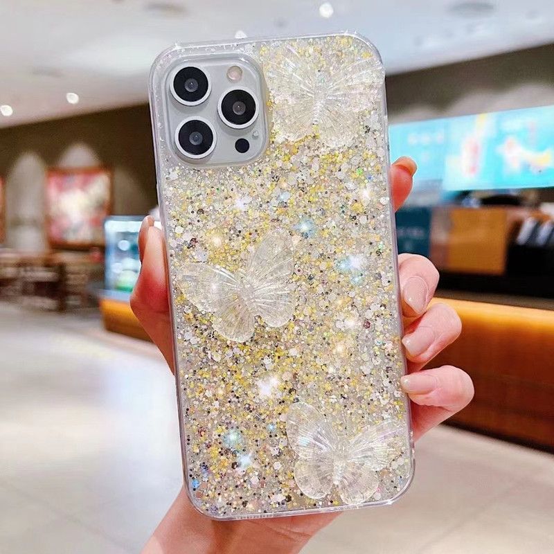 Glitzer 3D Schmetterling Weiche Silikon Handyhülle für Xiaomi mi 11T lite 10 10T Lite Transparente Abdeckung POCO X3 pro x3nfc M3_voghion.com