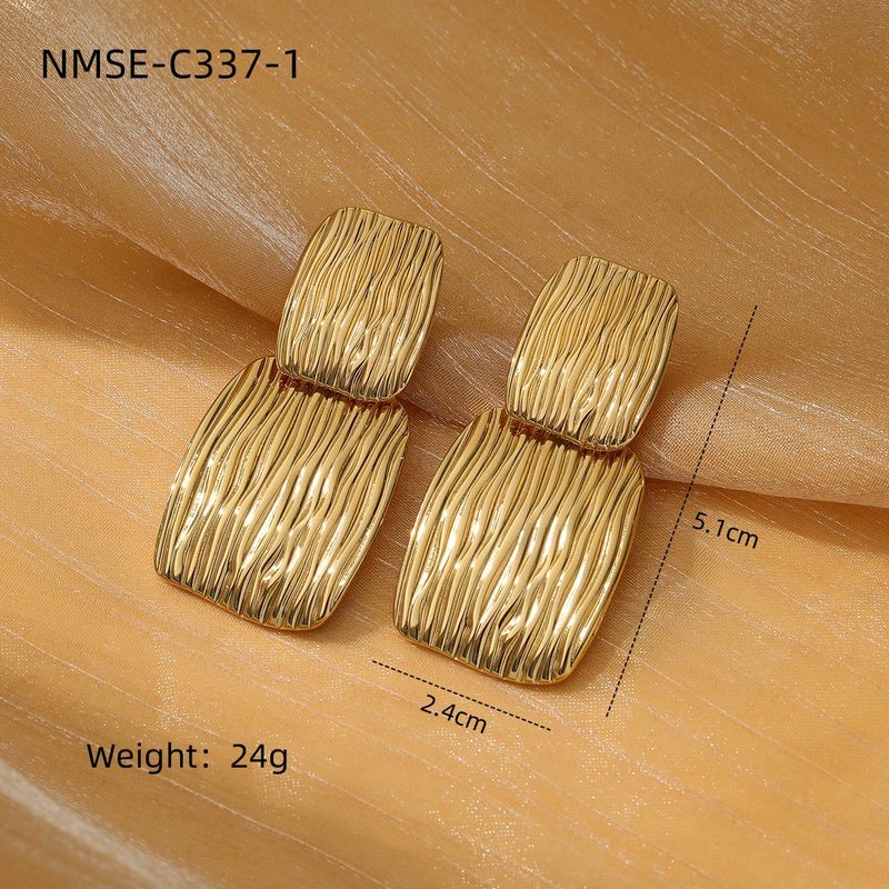 1 Pair Simple Style Rectangle 304 Stainless Steel Drop Earrings_voghion.com