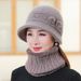 Women's Winter Knit Beret Hat With Rabbit Fur & Scarf Set - Soft Warm Fleece Lined Beanie For Cold Weather, (Grey/Beige/Burgundy/Purple)_voghion.com