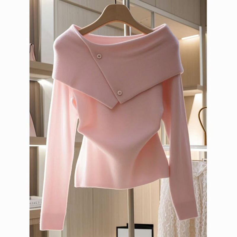 Women's Clothing Beautiful Sweaters Light Luxury High End Temperament Niche Beautiful Pink Long Sleeved Tops_voghion.com