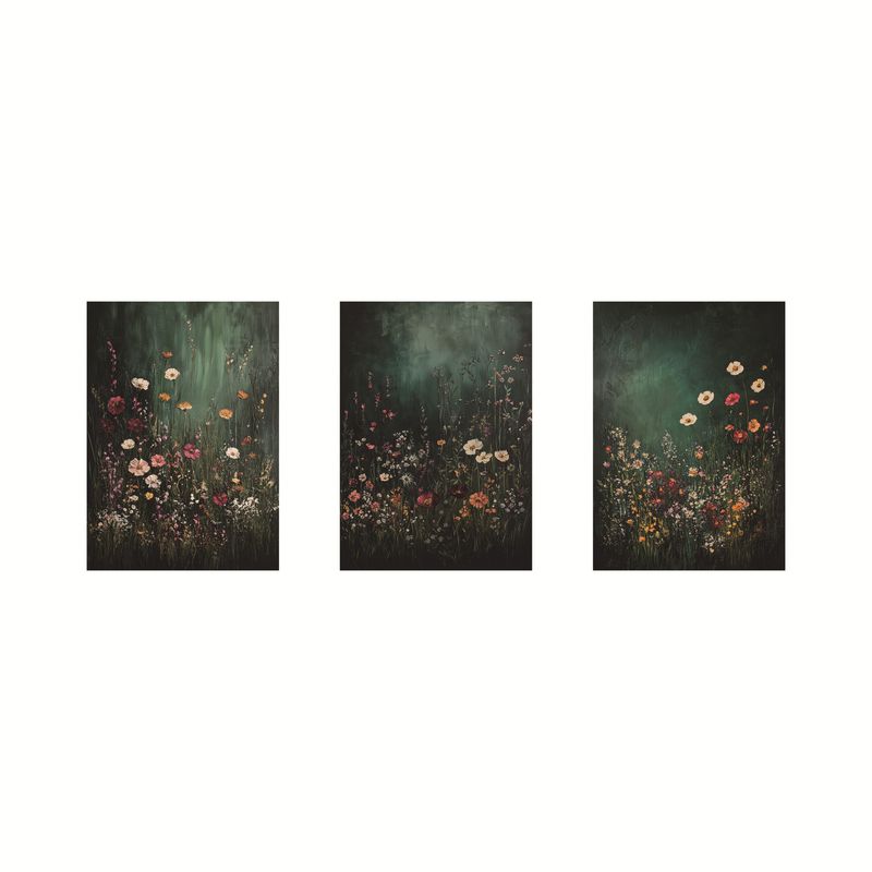 Nordic INS Style Triptych Green Plant Oil Painting Canvas Decoration Core_voghion.com