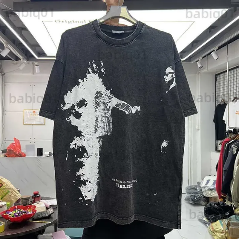 Herren T-Shirts Vintage Übergroßes T-Shirt Männer Frauen Hochwertiges T-Shirt Gewaschenes schweres Stoff Top T-Shirts T230321_voghion.com