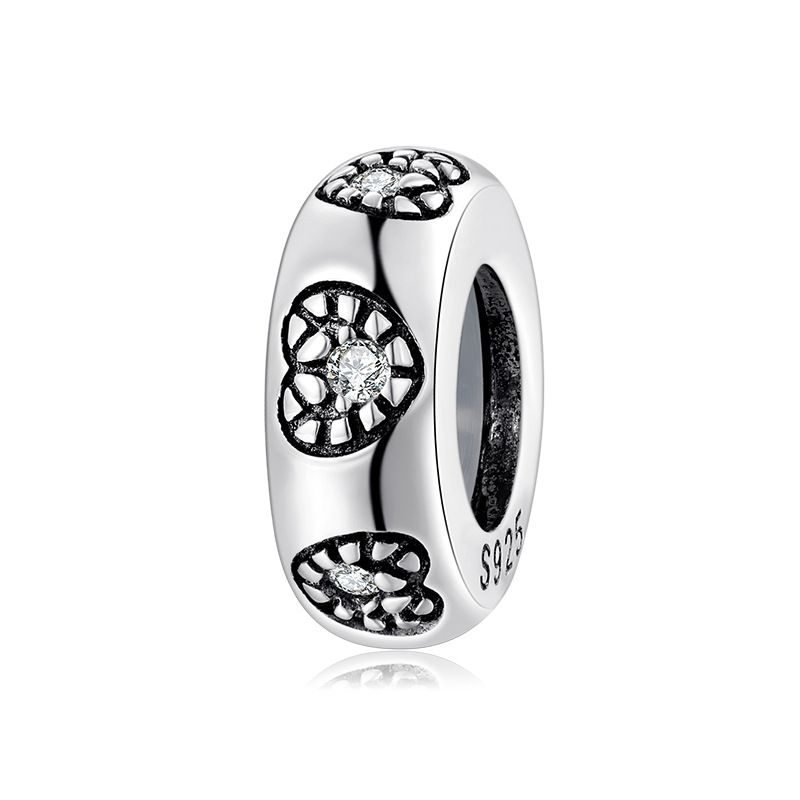 Women's Beads CHARMS plain silver spacer beads S925 sterling silver plain silver beads women's bracelet positioning diy accessories_voghion.com