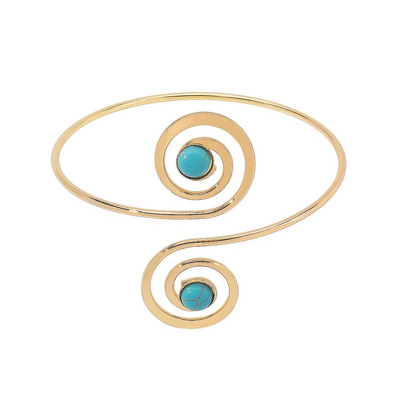 Wholesale Jewelry IG Style Simple Style Cool Style Geometric Metal Turquoise Inlay Arm Bracelet_voghion.com