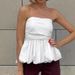 2025 Summer French Style White Strapless Vest With Design Sense, Waist-Cinching, Pleated, Puffy Top For Women_voghion.com