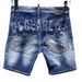 D2 Heren Denim Shorts Vijfpunts Mid-Lengte Laser Watermerk Origineel Open Voorkant Internationaal Station Stretch_voghion.com