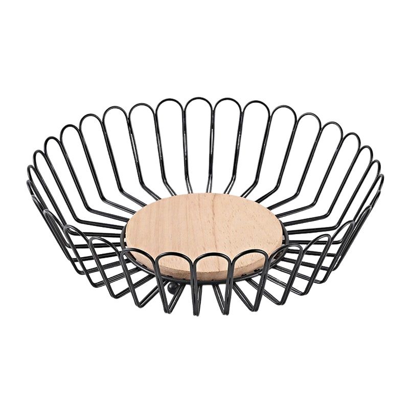 Flower Shaped Wooden Bottom Water Basket, Minimalist Living Room, Desktop Hollowed Out Fruit Tray, Snack Storage Basket_voghion.com