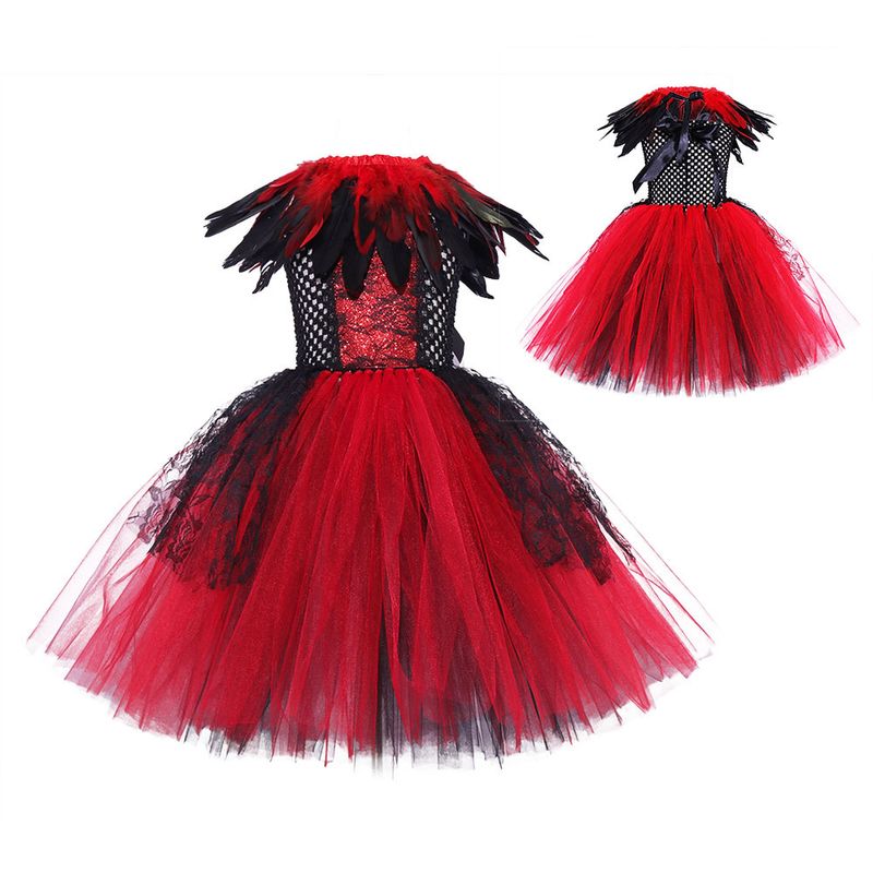 Halloween Kinderkostüm Cosplay Hexe Maskerade Tutu Rock Zauberer Cosplay Netzkleid_voghion.com
