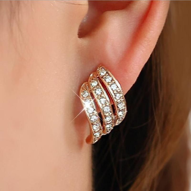 Geometric Plating Alloy Artificial Gemstones Stud Earrings_voghion.com