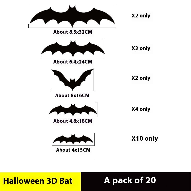 Halloween background decoration bat simulation prank party scene layout 3D wall stickers self-adhesive_voghion.com