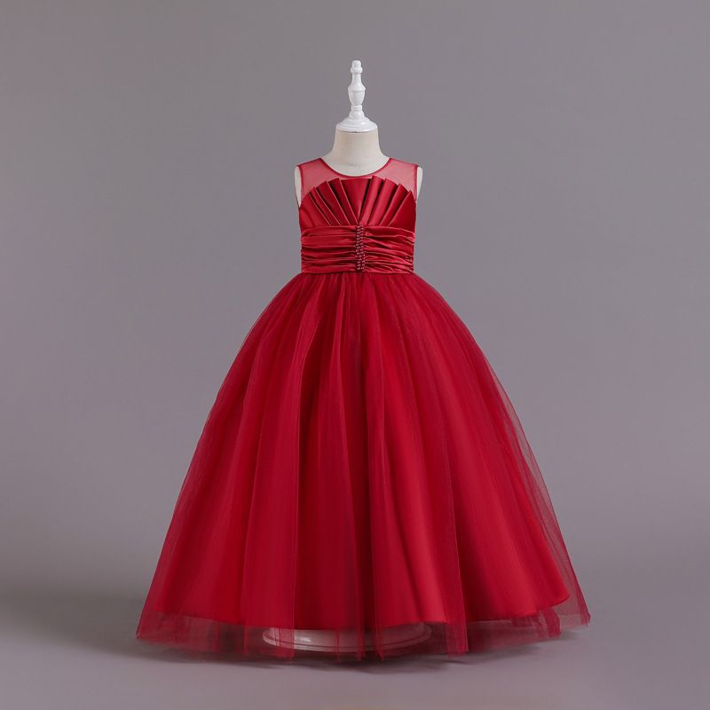 Vestido de encaje para niñas de moda europea y americana para madres e hijos, vestido de niña de flores para bodas, falda de princesa hueca multicolor_voghion.com