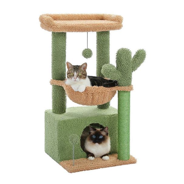 Cactus Cat Tree for Indoor Cat Tower Toy _voghion.com