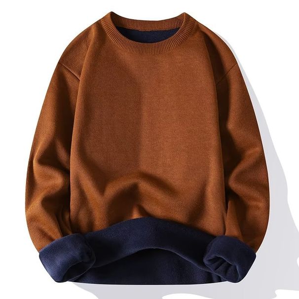 Men's Clothing Autumn and Winter Fleece-lined Thickened Sweater Slim-fit Warm High-end Pullover Casual Trendy Base-layer Shirt Jacket_voghion.com