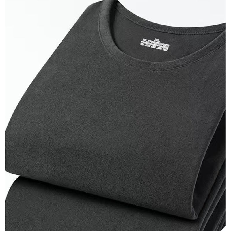 Mid neck German velvet self heating men's underwear, clothes, autumn pants set, cold proof base shirt, thermal underwear_voghion.com