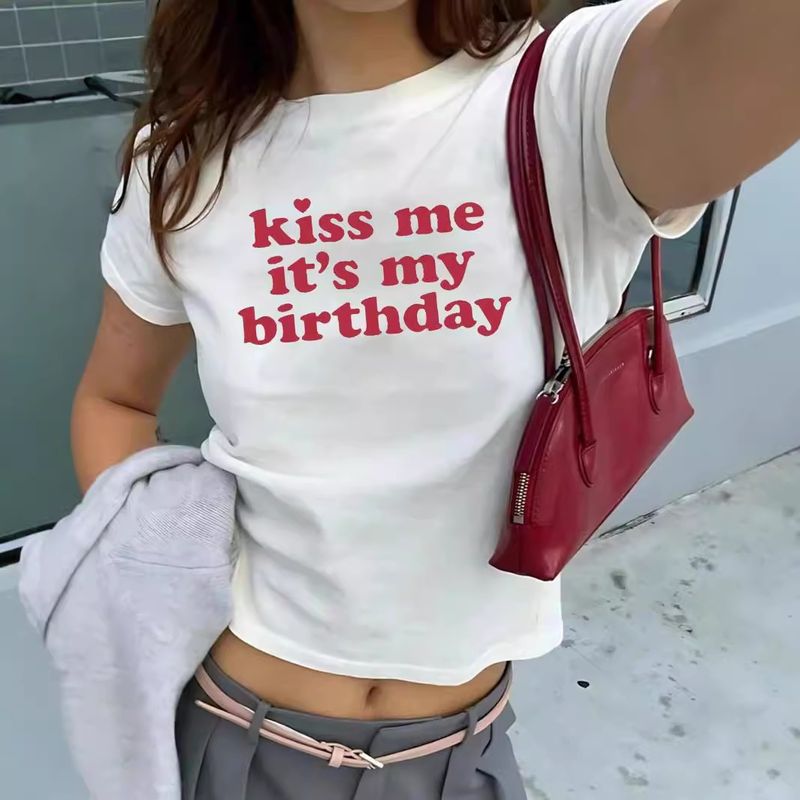 Women's Summer Slogan Y2k Printed Short T-shirt Fashionable And Versatile, Spicy Girl Looks Thin_voghion.com