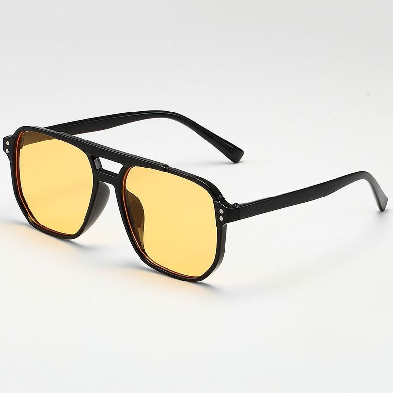Vintage Men Women Big Sunglasses Men Square Shades Brand Designer Unisex Sun Glasses Black Lense Male Female Sunglasses UV400_voghion.com