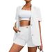 Women's Clothing Summer New Temperament Suit Set Solid Color Suit Jacket High Waist Shorts Two Piece Suit_voghion.com