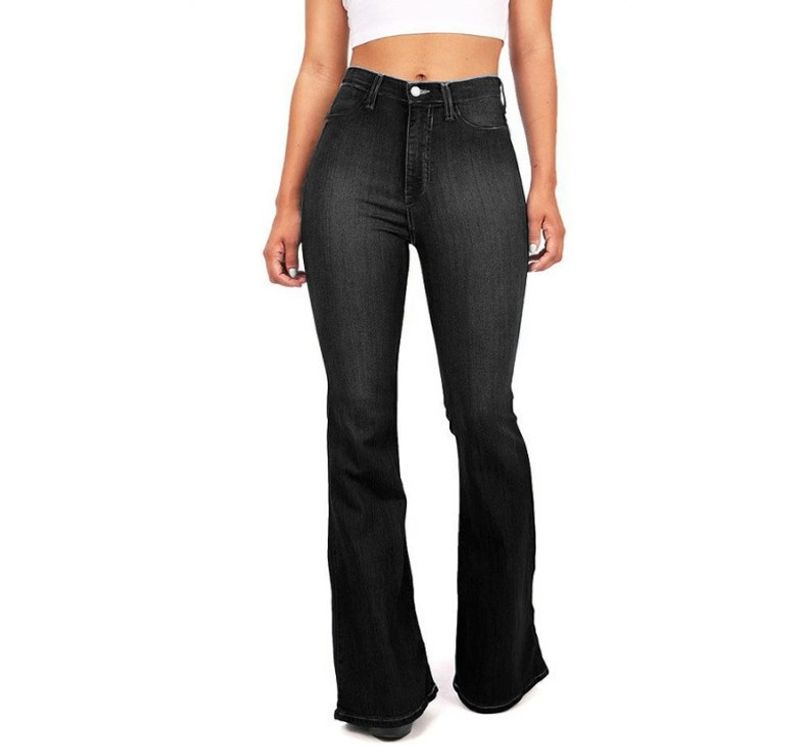 European and American foreign trade high waisted bootcut jeans for women in spring and autumn, wide legged, slim, long and flared pants for summer_voghion.com