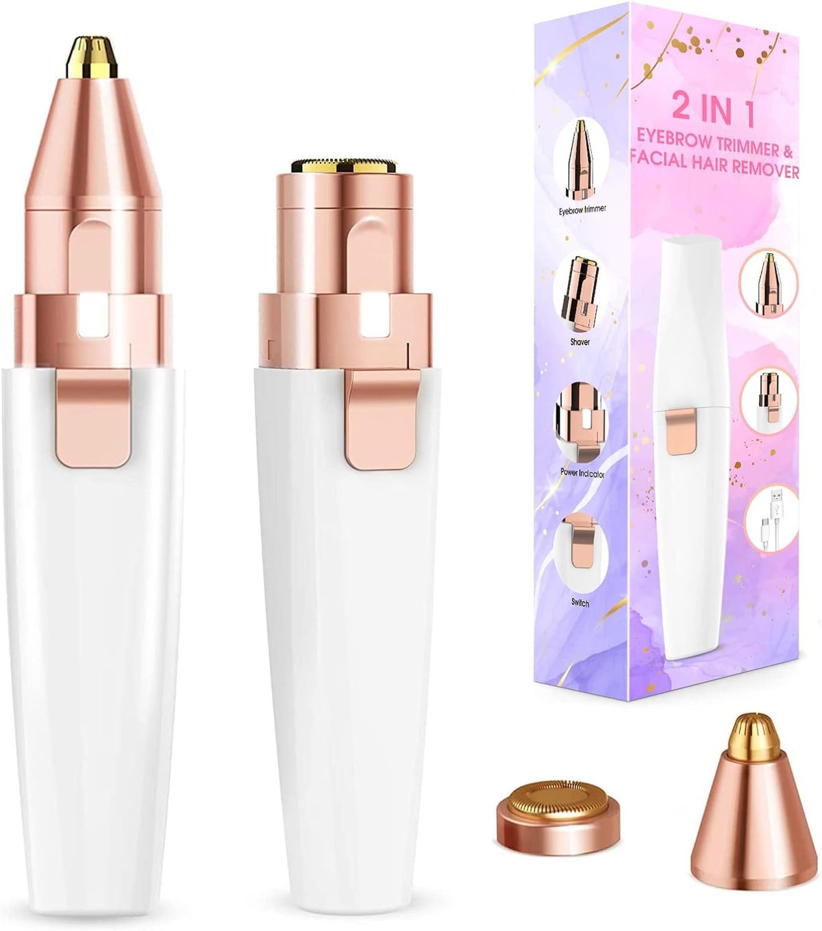 Facial Hair Remover For Women & Eyebrow Trimmer, 2 In 1 Rechargeable Facial Epil_voghion.com