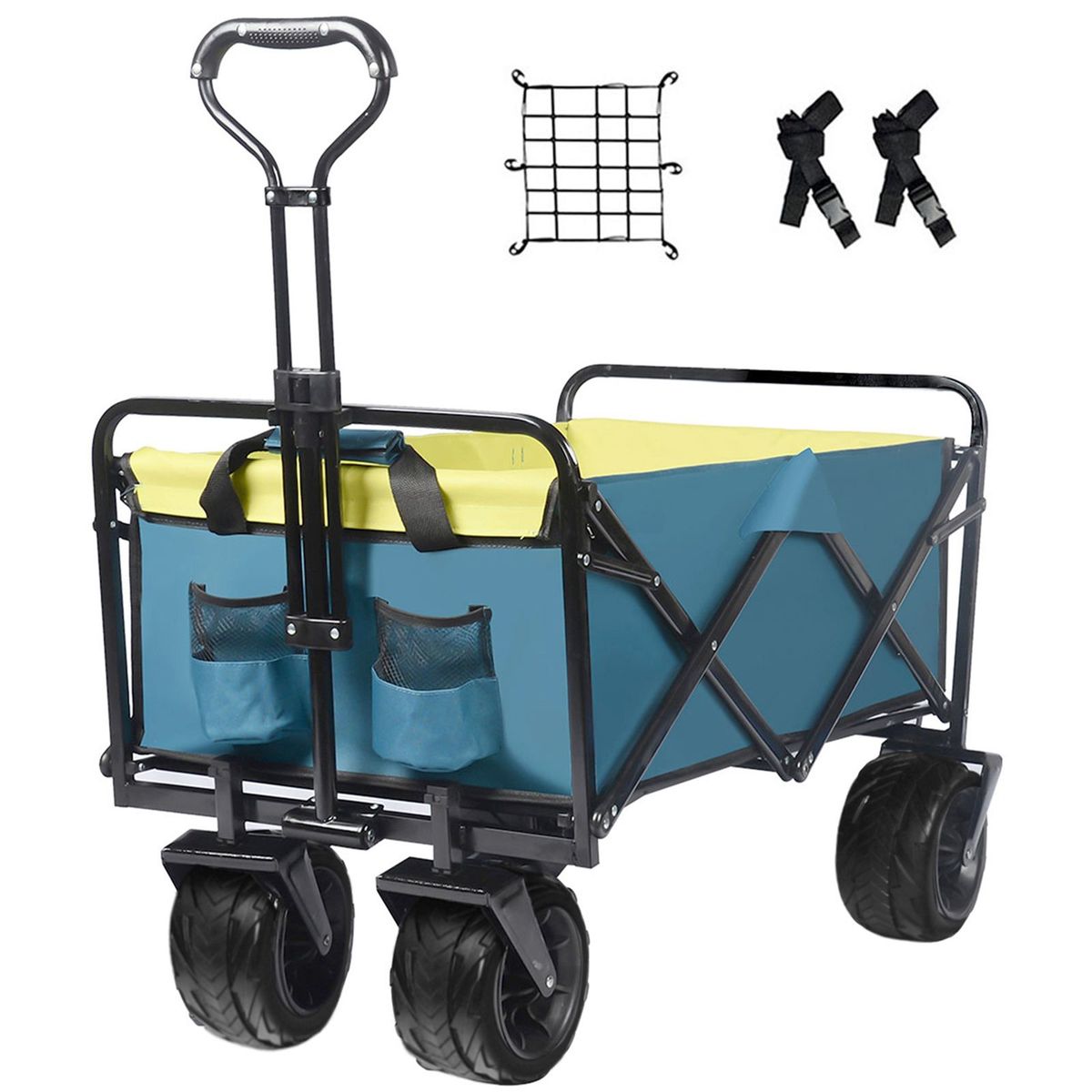 Collapsible Heavy Duty Beach Wagon Cart Outdoor Folding Utility Camping Garden Beach Cart With Universal Wheels Adjustable Handle Shopping_voghion.com