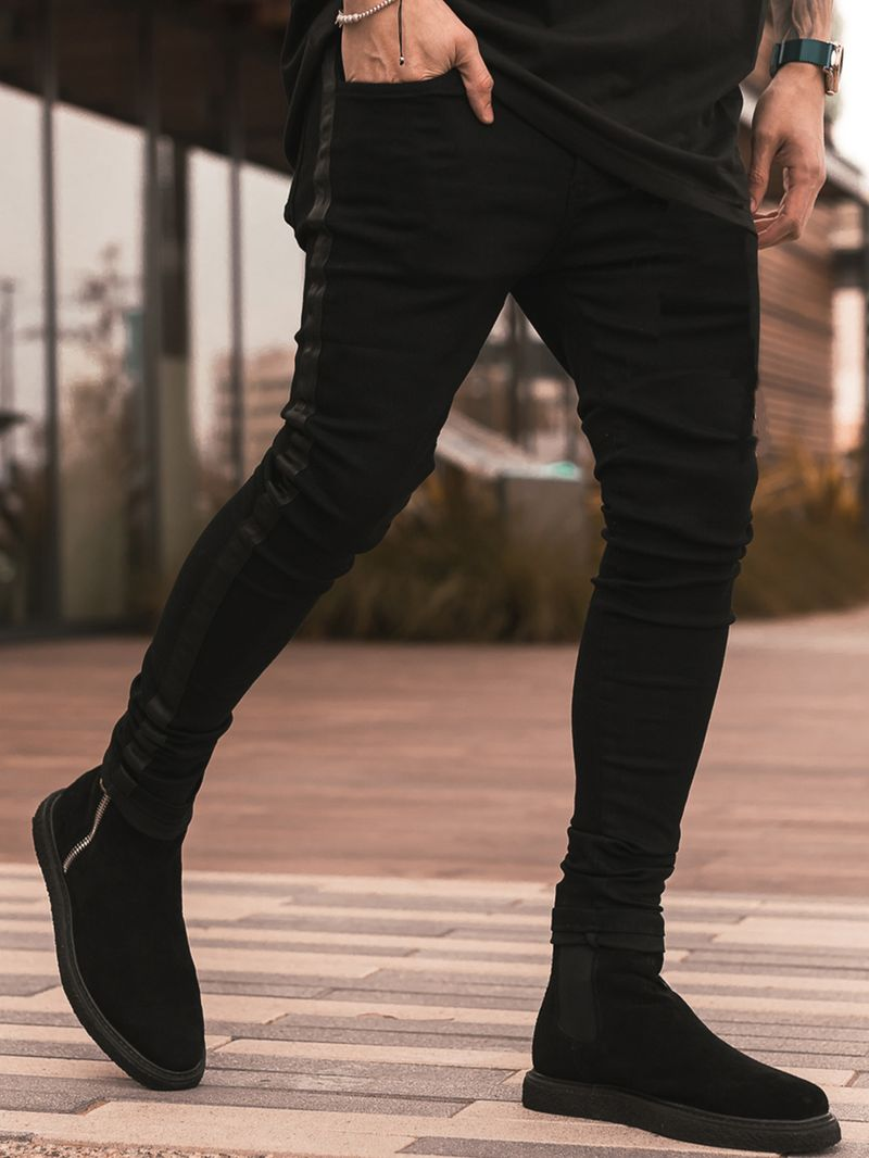 Lässige Mode Herren Jeans Slim Fuß Hose_voghion.com