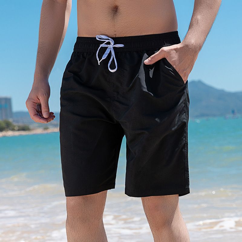 Herrenbekleidung Fünf-Punkt-Badehose Einfarbig Große Größe Lässige Sportshorts_voghion.com