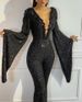 Damenbekleidung Pailletten Sexy Fledermausärmel Top Jumpsuit Abendkleid Neu_voghion.com