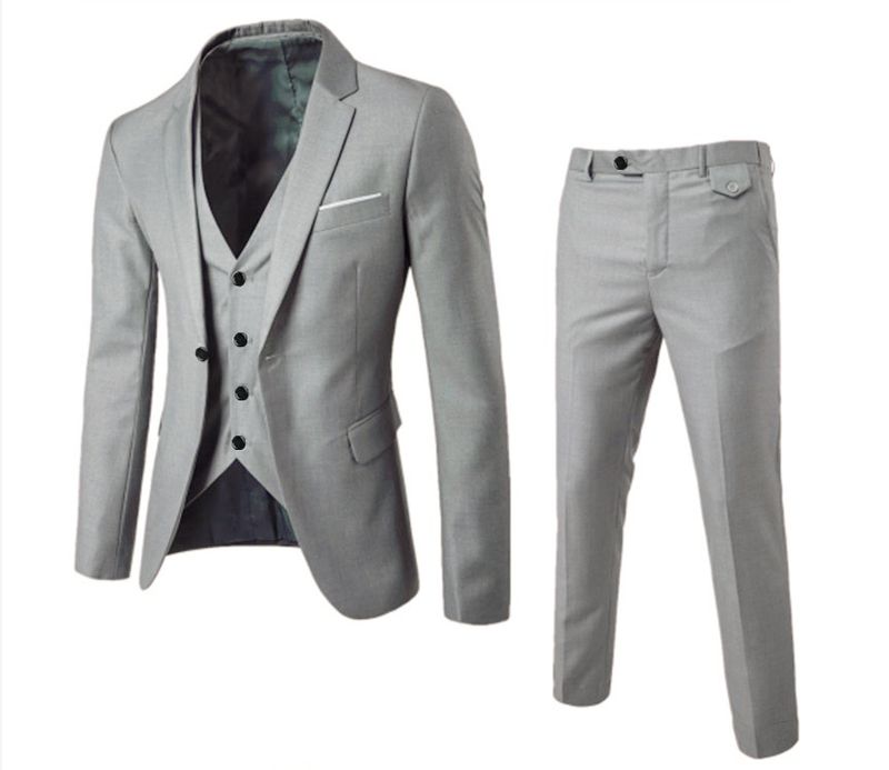CT Men's Spring And Autumn Set Korean Style Slim Fit Business Suit Groomsmen Outfit_voghion.com