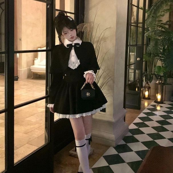 French Style Gentle Rich Lady Suit For Women, Waist-Cinching Slimming Pure Desire Shawl Dress Two-Piece Set Trendy_voghion.com