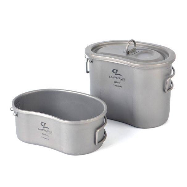 Set di pentole da campeggio ultraleggero in titanio - Tazza e pentola in latta con manico pieghevole per escursioni e cucina all'aperto_voghion.com